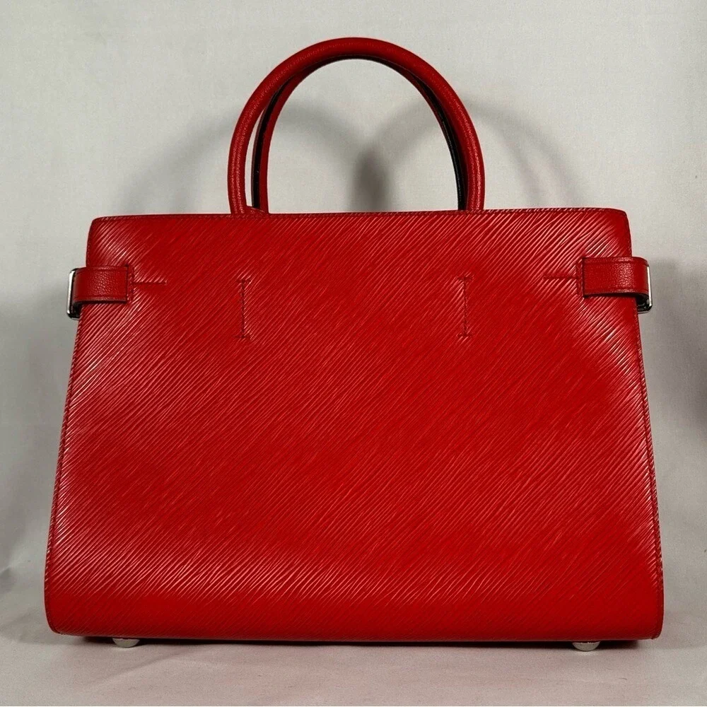 Louis Vuitton Twist Lock Epi Red Leather Tote with COA and Dust bag